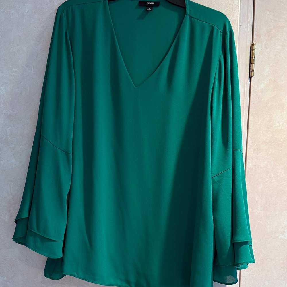 Alfani Green V-Neck Blouse